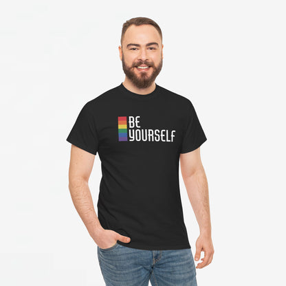 Gay Pride T-shirt - Be Yourself (witte tekst) - Oversized #24