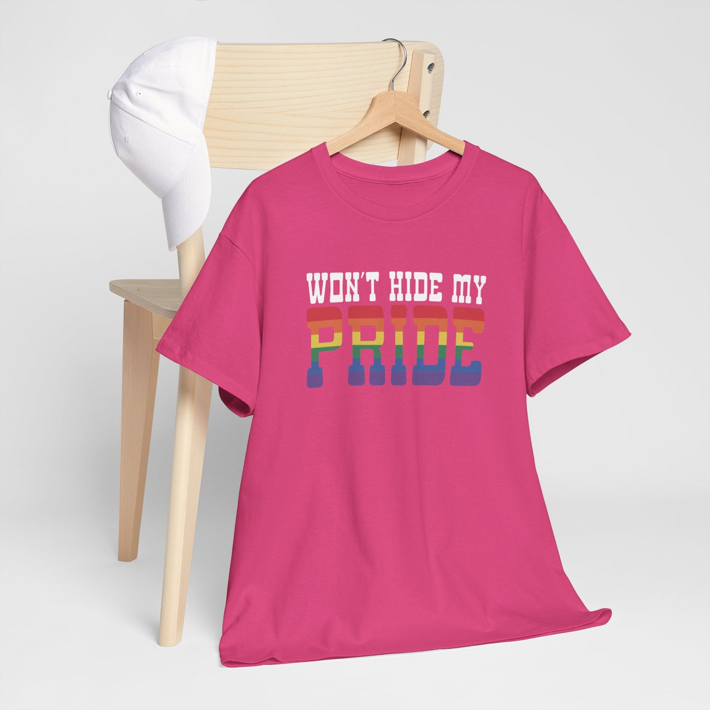 Gay Pride T-shirt - Won't Hide My Pride (witte tekst) - Oversized #26