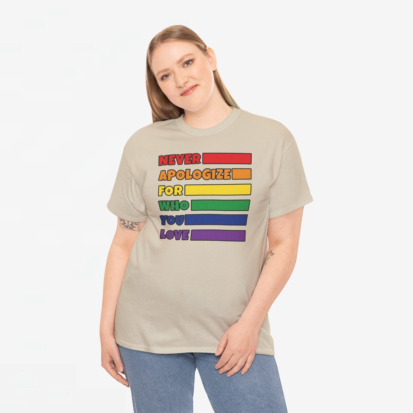 Gay Pride T-shirt - Never Apologize For Who You Love - Oversized #16