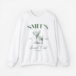 Witte sweater met SMIT'S Social Club cocktailprint, ronde hals en lange mouwen