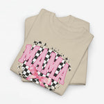 Beige oversized T-shirt met ronde hals en MAMA-print met strik en confetti-effect