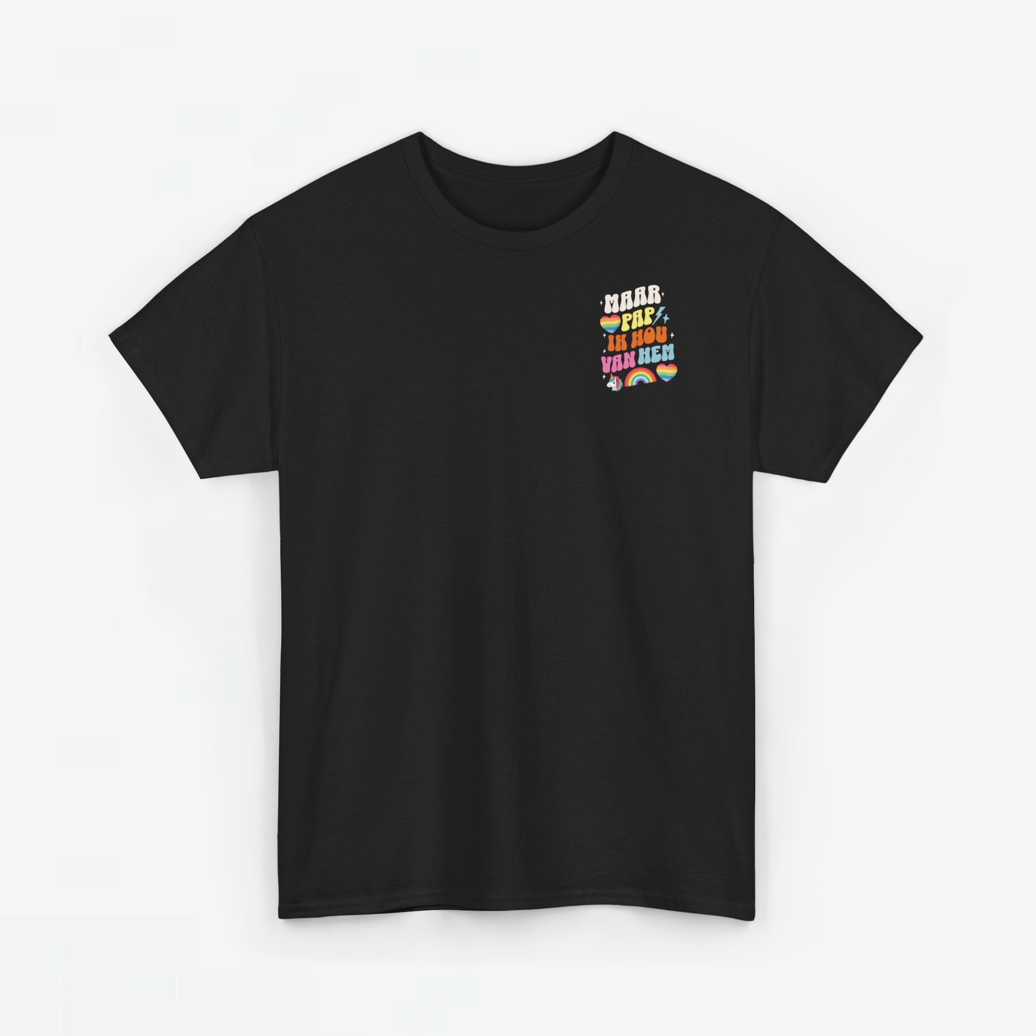 Gay Pride T-shirt -  Maar Pap, Ik Hou Van Hem Eenhoorn - Back Print  - Oversized Tee