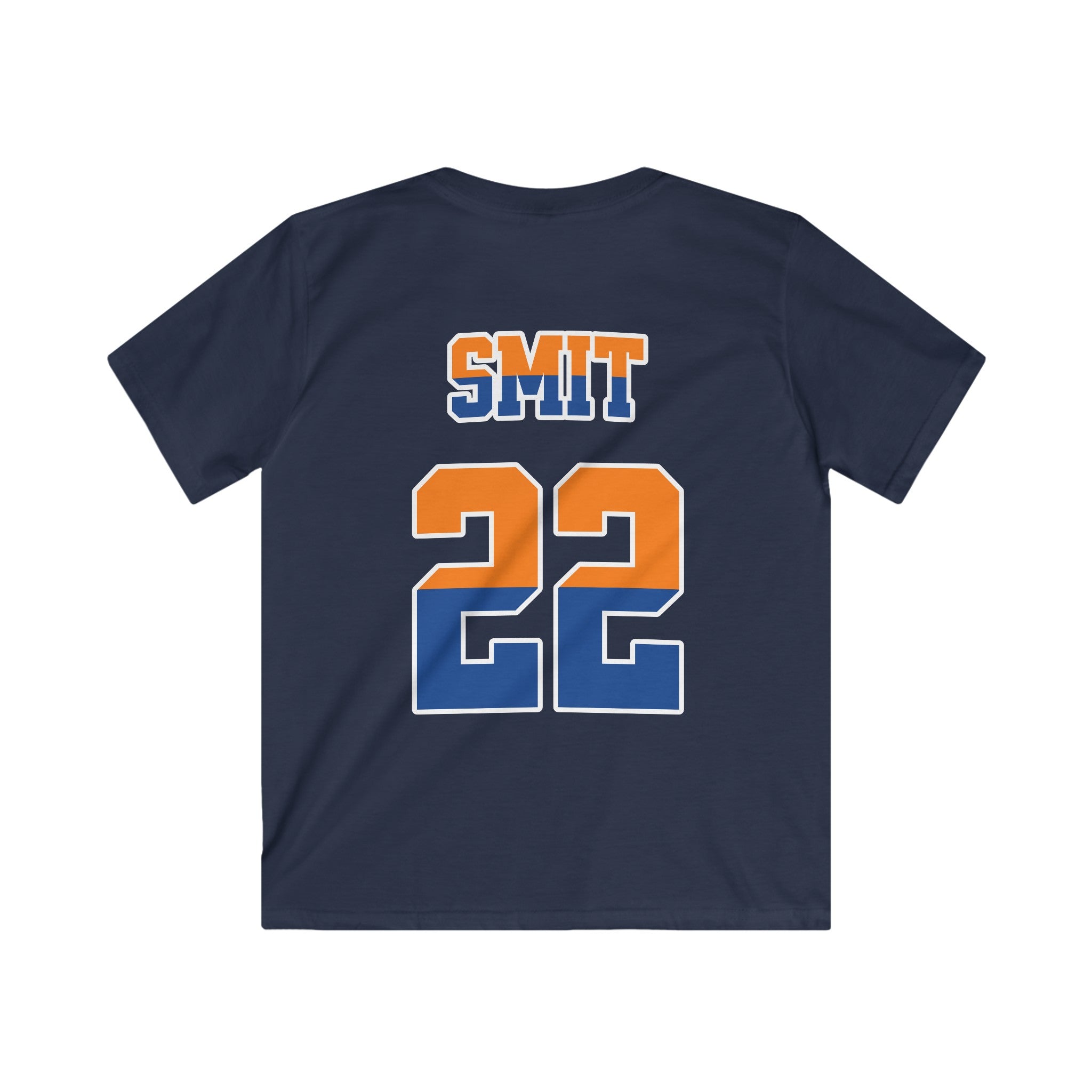 Kind Voetbal T-shirt - EK, WK en Koningsdag Kinderkleding - Personaliseer met Naam, Jaar & Rugnummer - HOLLAND (oranje en blauwe tekst)
