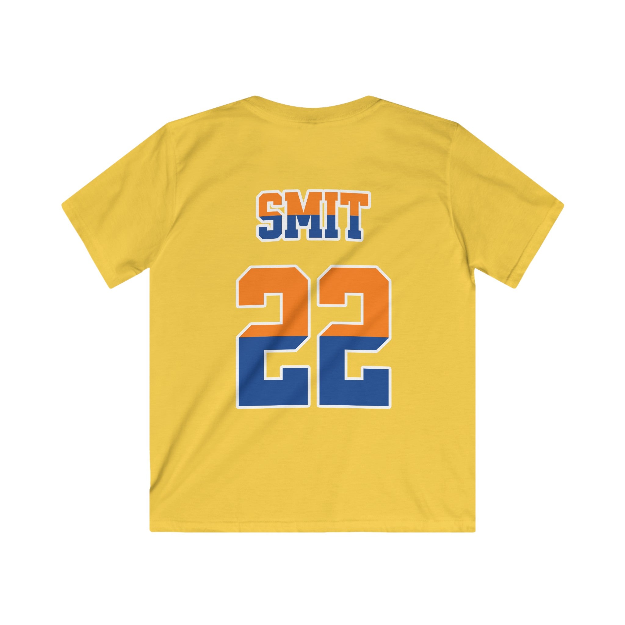 Kind Voetbal T-shirt - EK, WK en Koningsdag Kinderkleding - Personaliseer met Naam, Jaar & Rugnummer - HOLLAND (oranje en blauwe tekst)