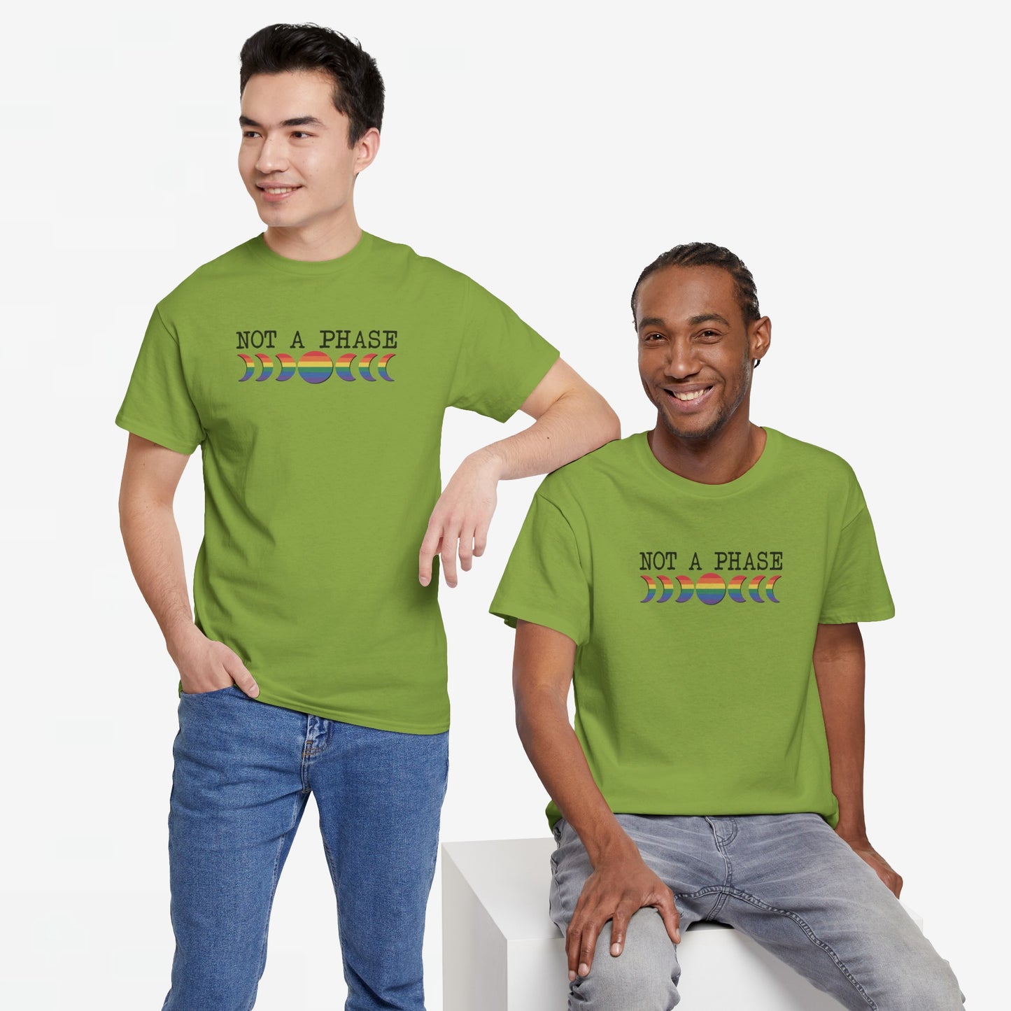 Gay Pride T-shirt - Not a phase (zwarte tekst) - Oversized #3