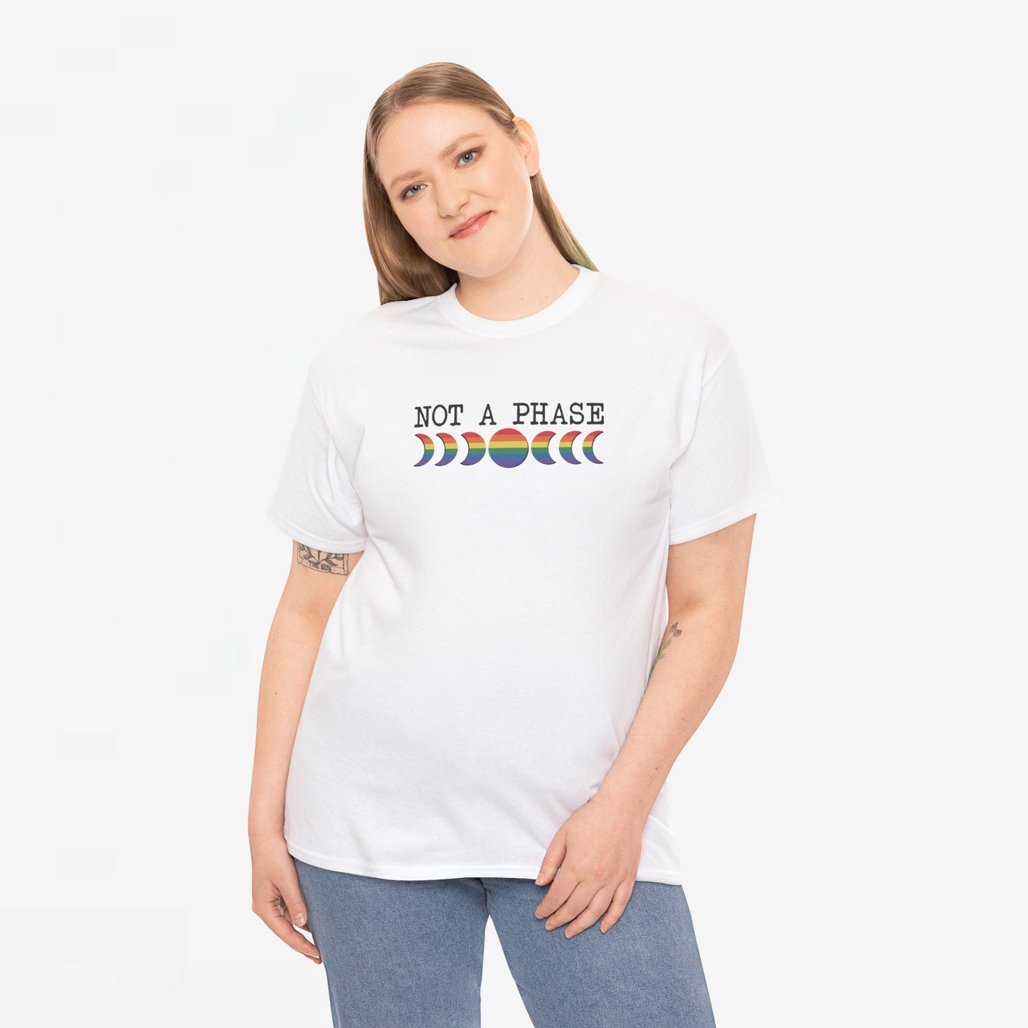 Gay Pride T-shirt - Not a phase (zwarte tekst) - Oversized #3