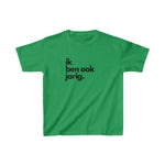 Groen kinder T-shirt met voorprint 'ik ben ook jarig.'