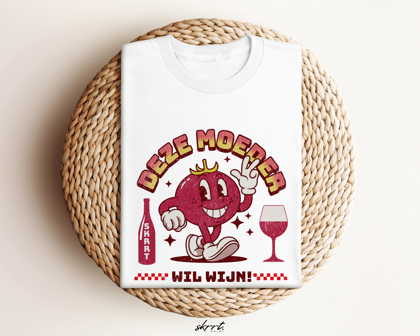 Moederdag Mama Cadeau - T-shirt - Deze Moeder Wil Wijn - Oversized - #97