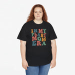 Zwarte oversized T-shirt met ronde hals en grote gekleurde tekstprint op de borst