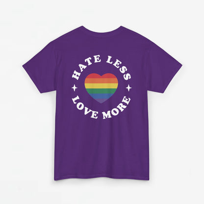 Gay Pride T-shirt - Hate Less Love More - Back Print - Oversized #14