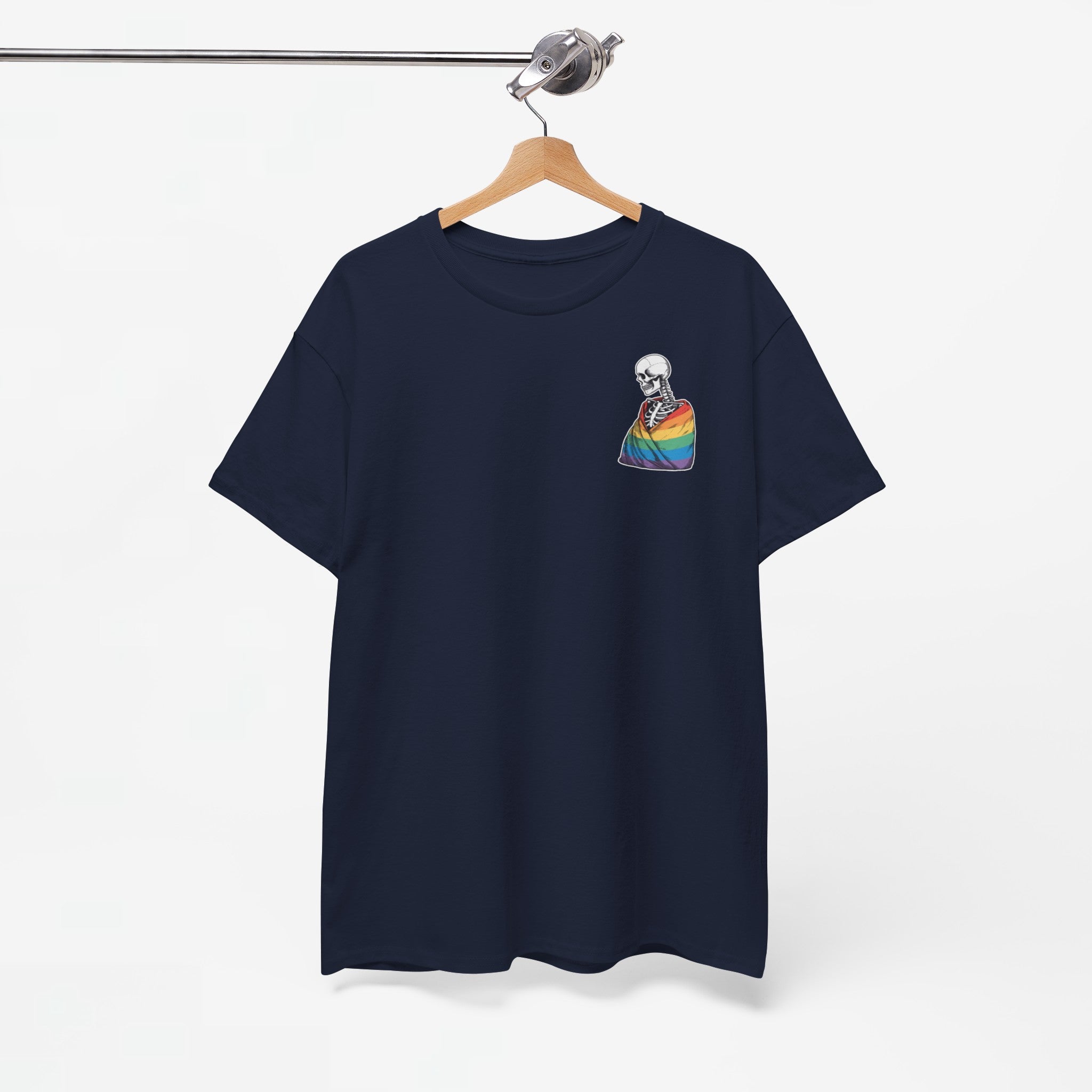 Gay Pride T-shirt - Skelet Regenboog Pride Vlag - Back Print - Oversized #76
