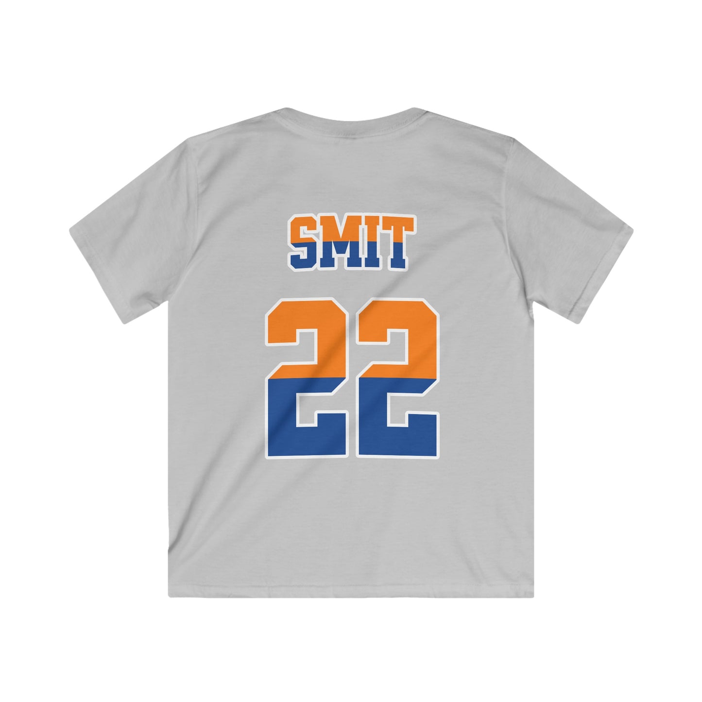 Kind Voetbal T-shirt - EK, WK en Koningsdag Kinderkleding - Personaliseer met Naam, Jaar & Rugnummer - ORANJE  (oranje en blauwe tekst)