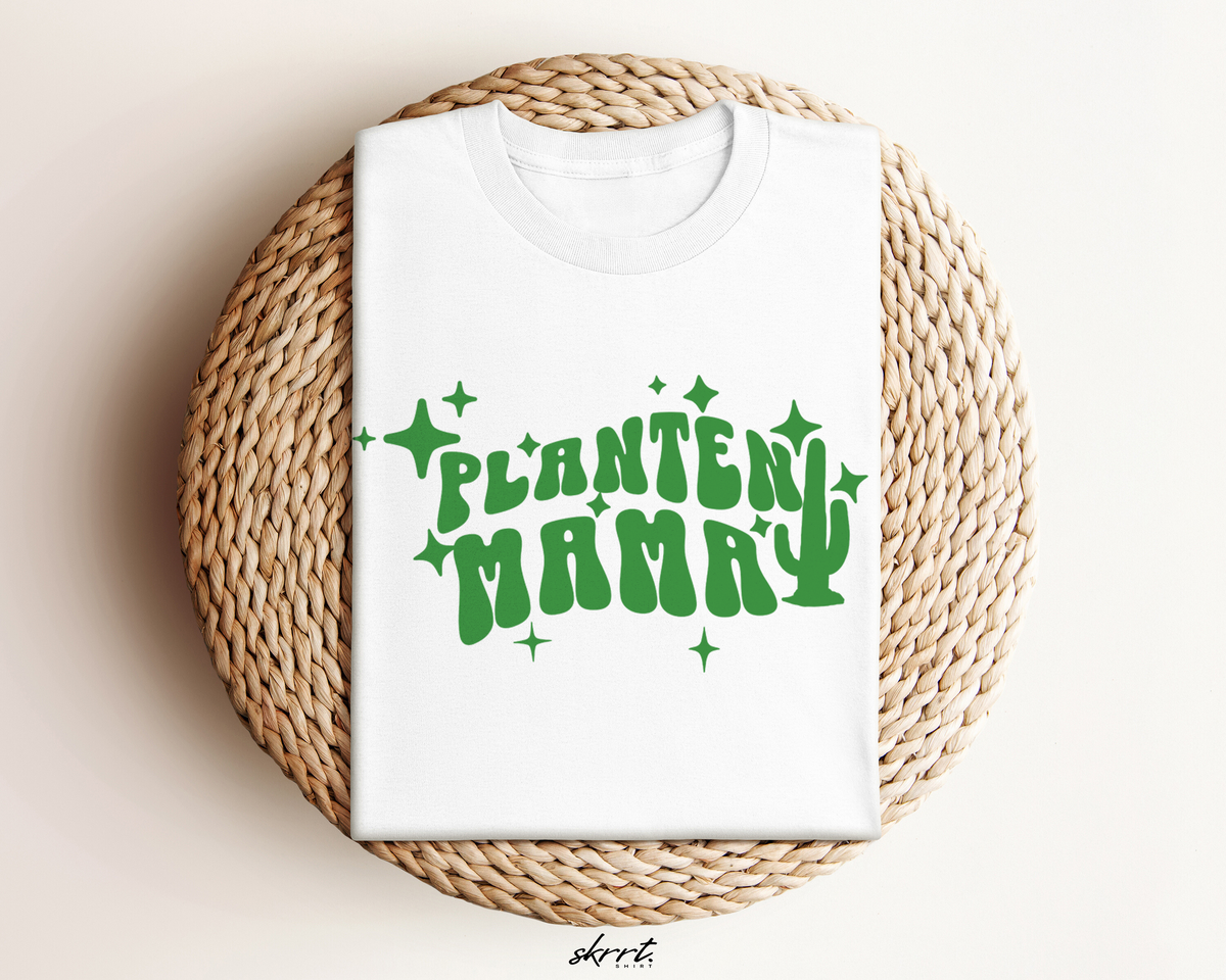 Witte oversized t-shirt met groene plantenprint op de voorkant