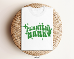 Witte oversized t-shirt met groene plantenprint op de voorkant