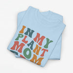 Lichtblauwe oversized t-shirt met kleurrijke 'IN MY PLANT MOM ERA' print op de borst