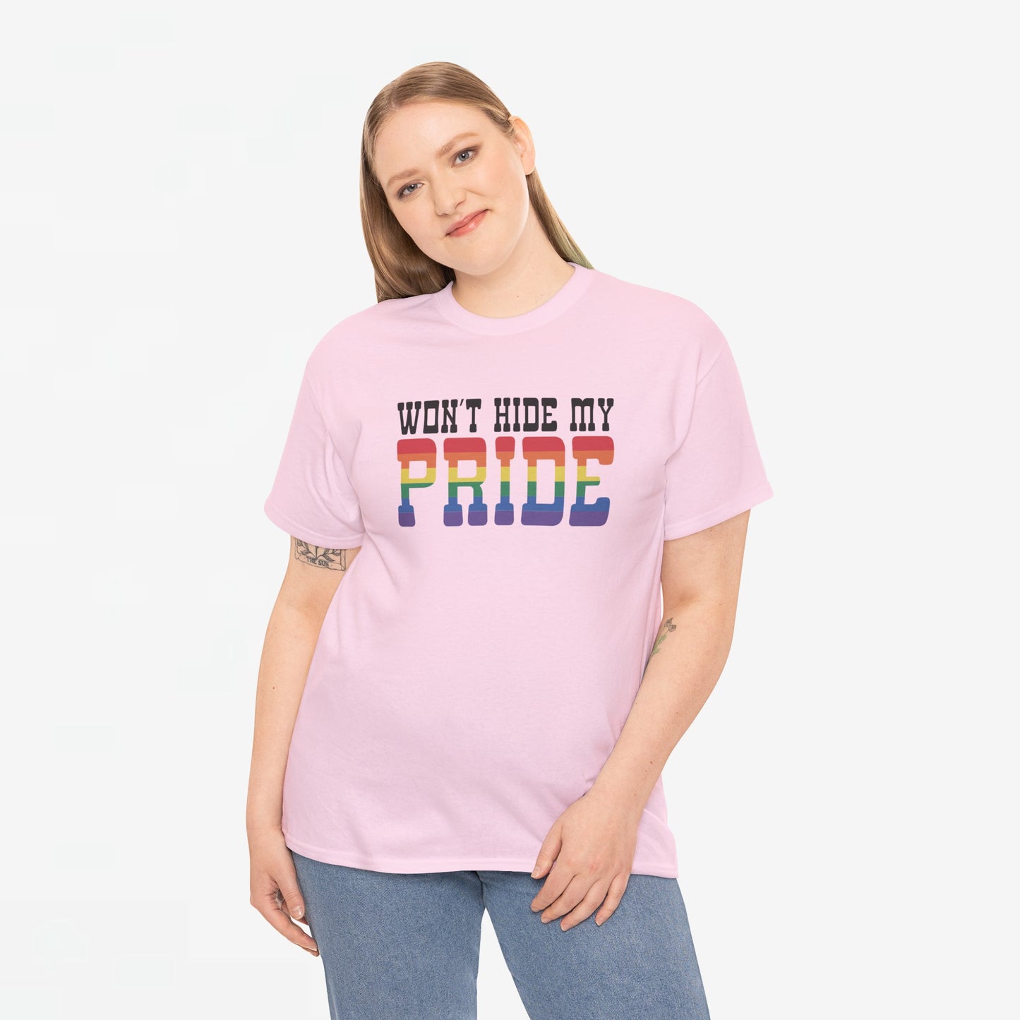 Gay Pride T-shirt - Won't Hide My Pride (zwarte tekst) - Oversized #27