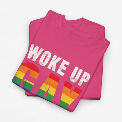 Gay Pride T-shirt - Woke Up Gay Again - Oversized #44