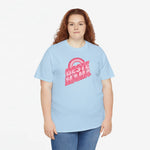 Lichtblauwe oversized T-shirt met roze “Beste Mama” opdruk