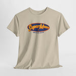 Oversized beige t-shirt met SuperMam-logo op de borst