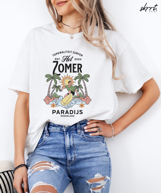 Dames Zomer Oversized T-shirt met print - Surfen Nederland