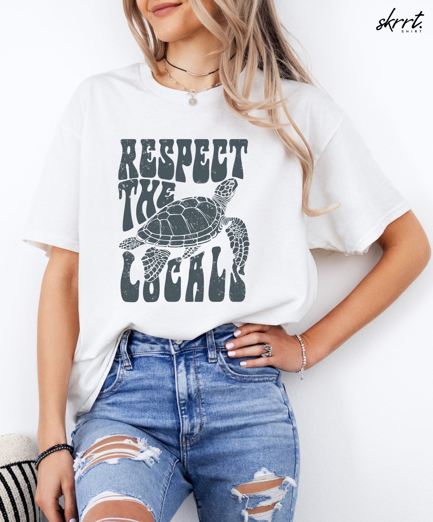 Dames Zomer Oversized T-shirt met print Schildpad- Respect the locals