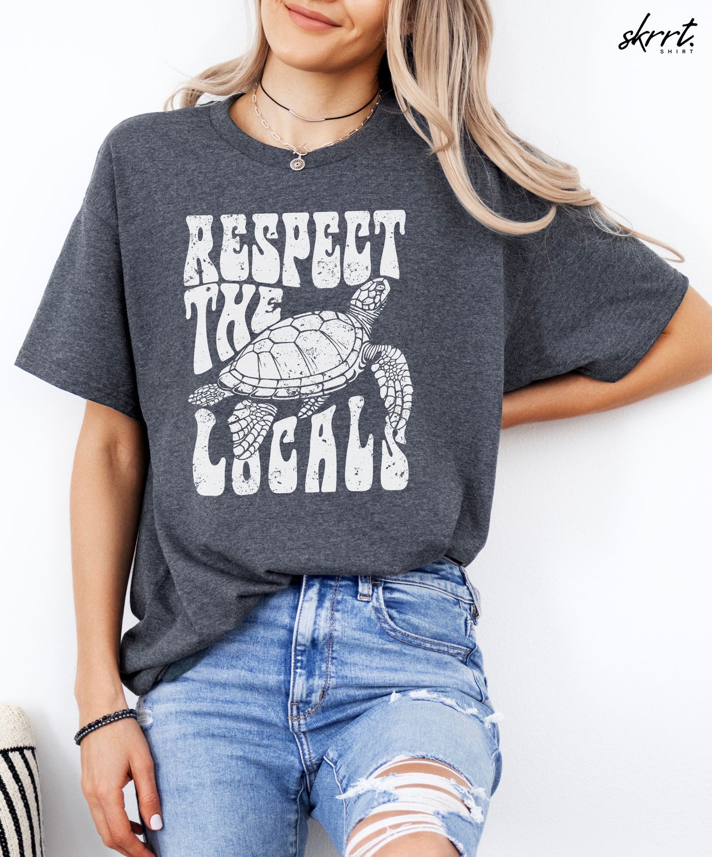 Dames Zomer Oversized T-shirt met print Schildpad- Respect the locals