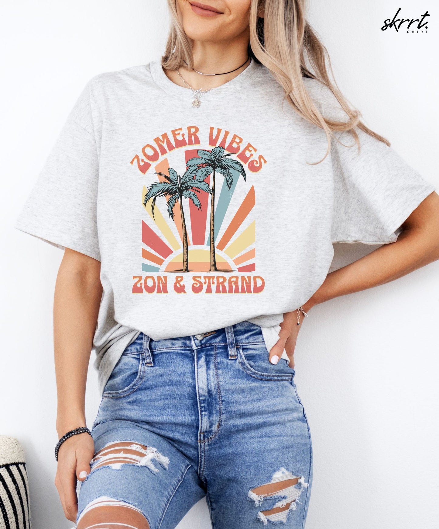 Dames Zomer Oversized T-shirt met print - Zomer Vibes Zon & Strand