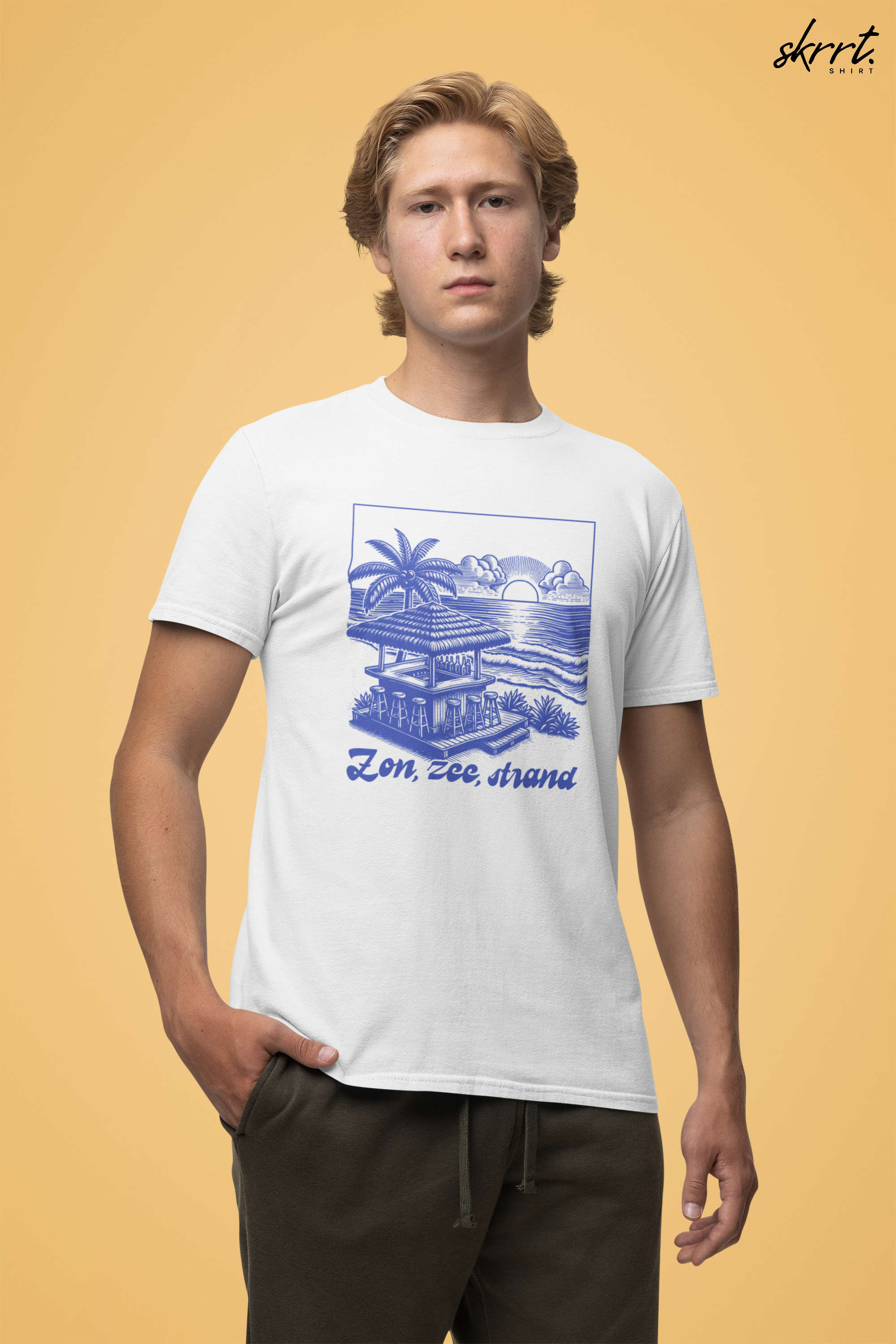 Heren Zomer Oversized T-shirt met print - Zon, Zee, Strand