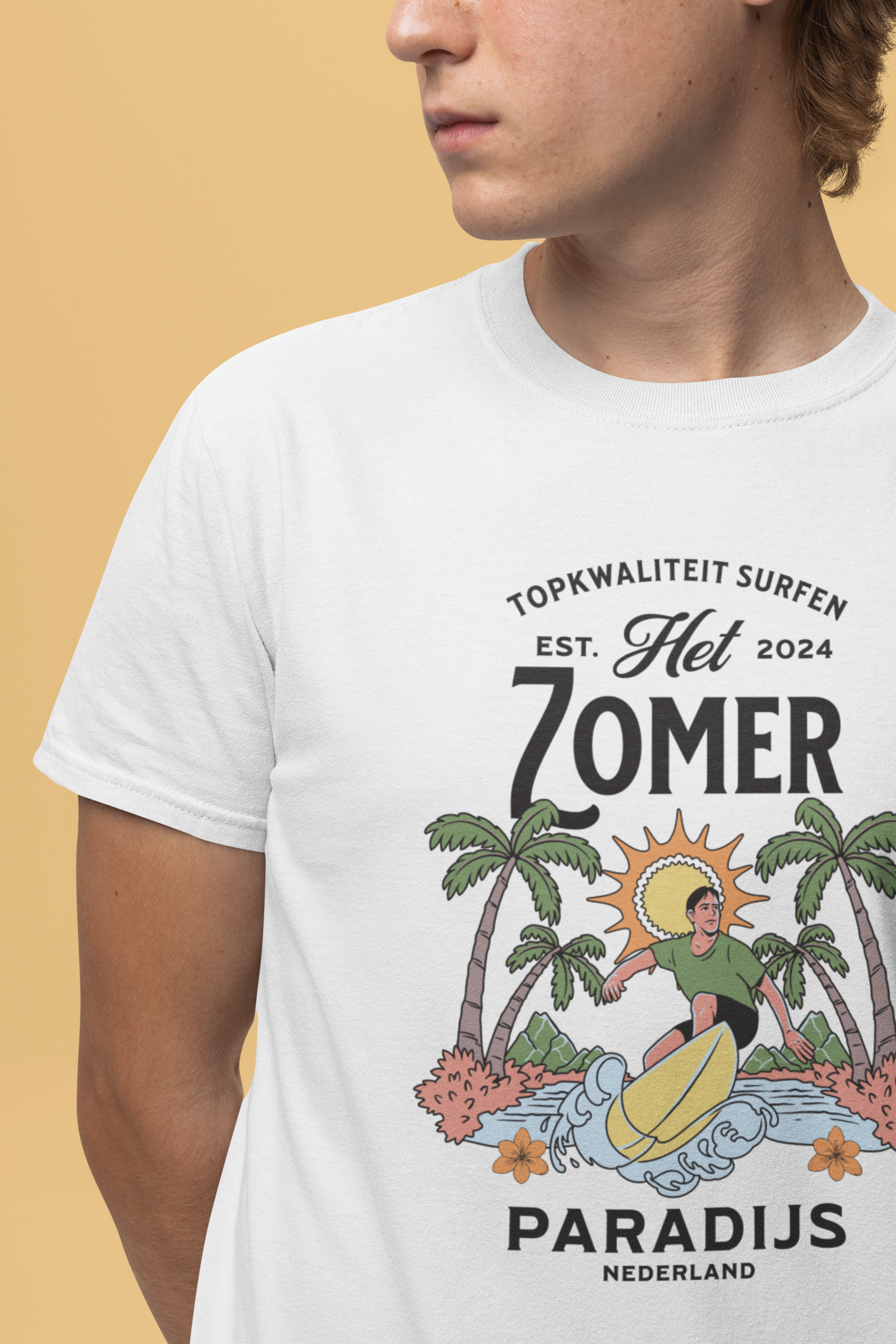Heren Zomer Oversized T-shirt met print - Surfen Nederland