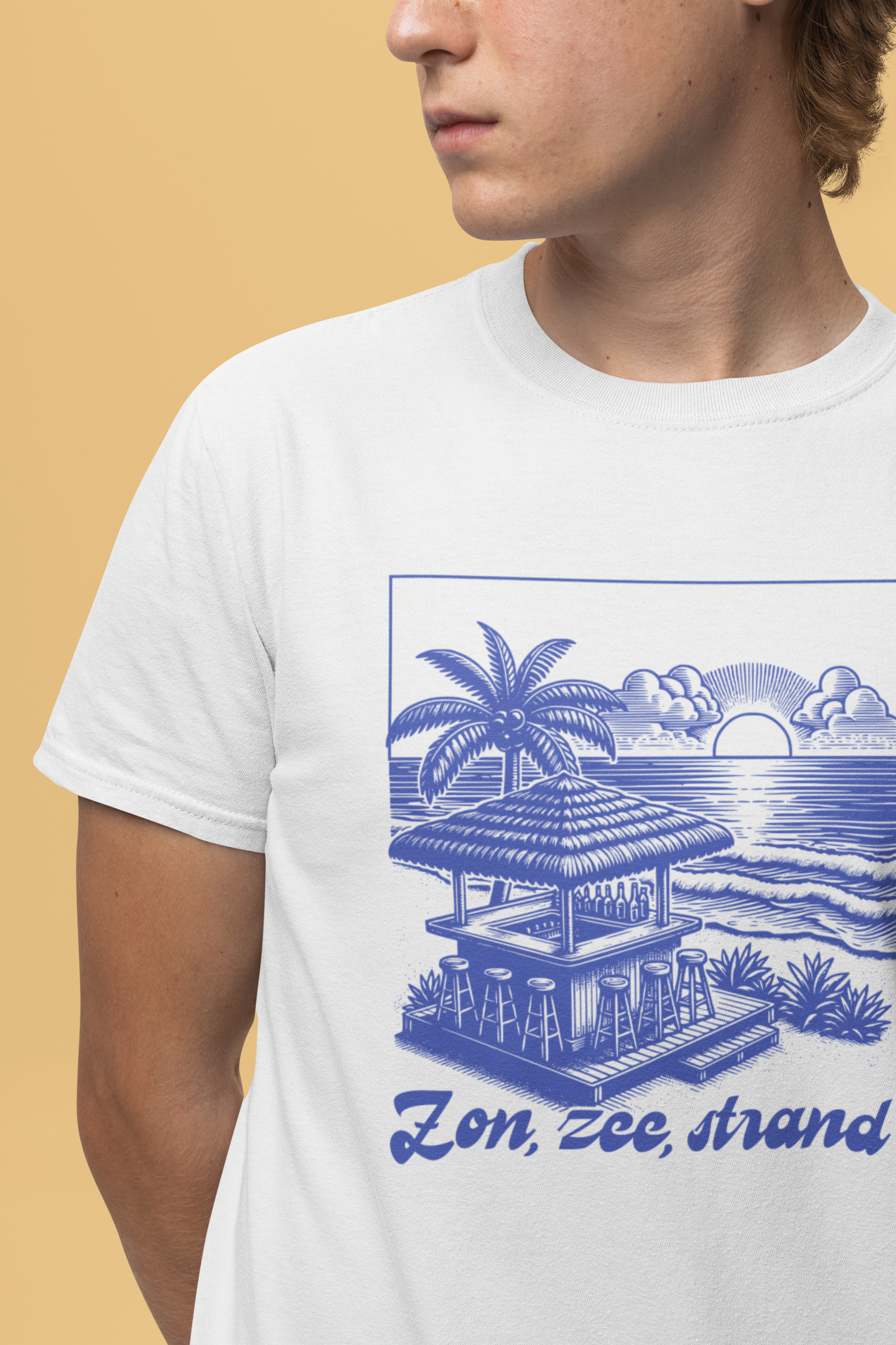 Heren Zomer Oversized T-shirt met print - Zon, Zee, Strand