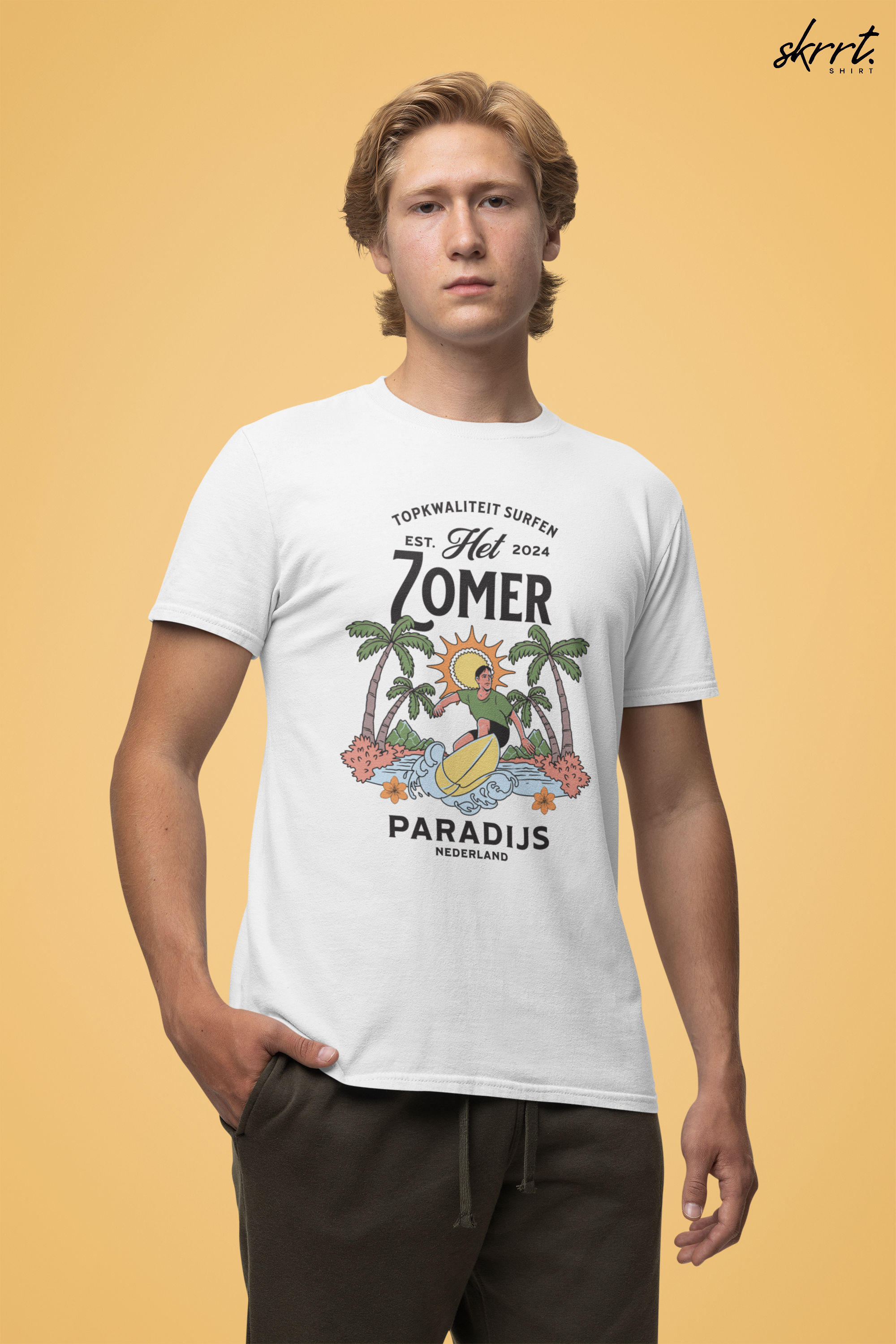 Heren Zomer Oversized T-shirt met print - Surfen Nederland
