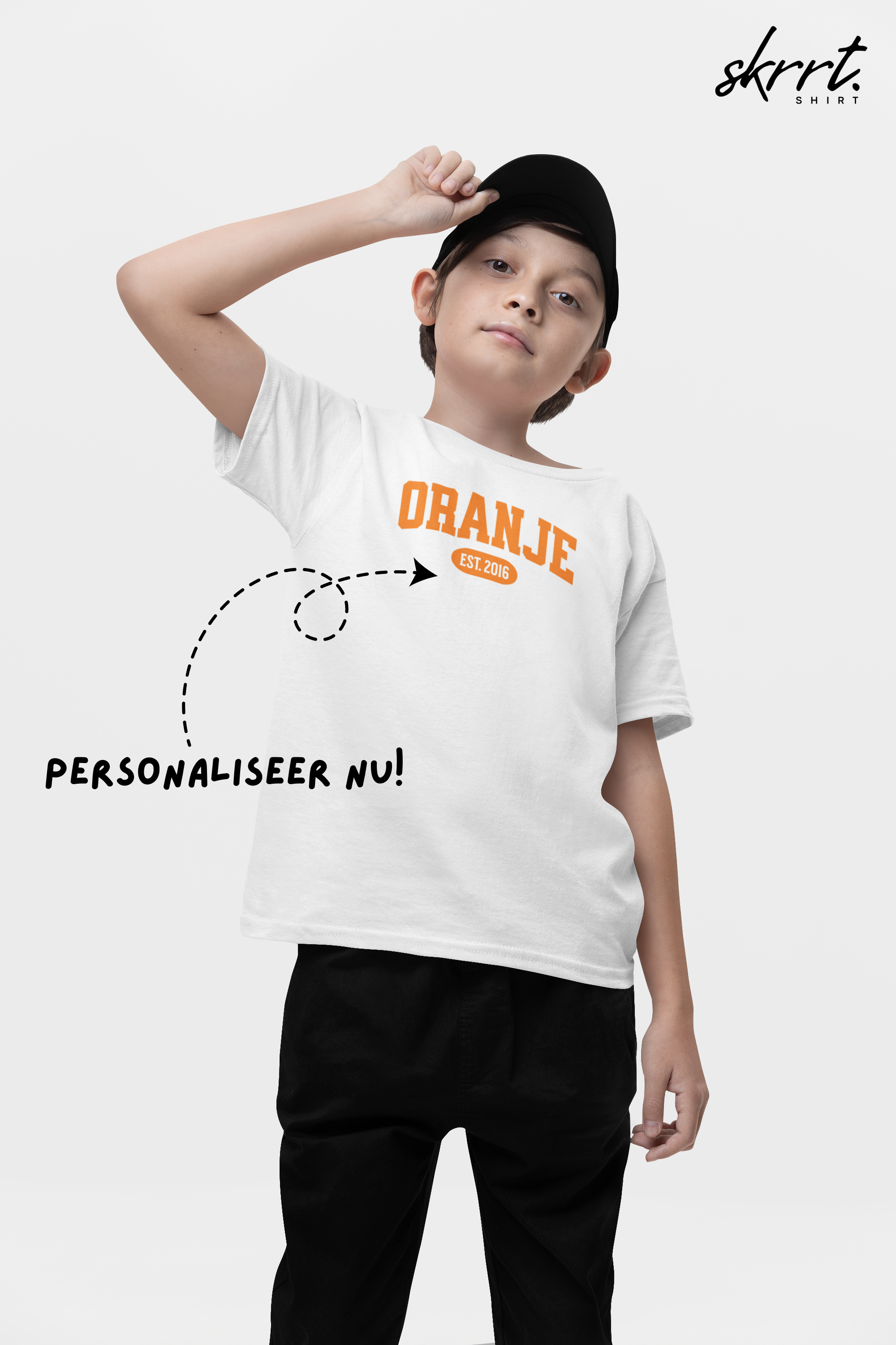 Kind Voetbal T-shirt - EK, WK en Koningsdag Kinderkleding - Personaliseer met Naam, Jaar & Rugnummer - ORANJE