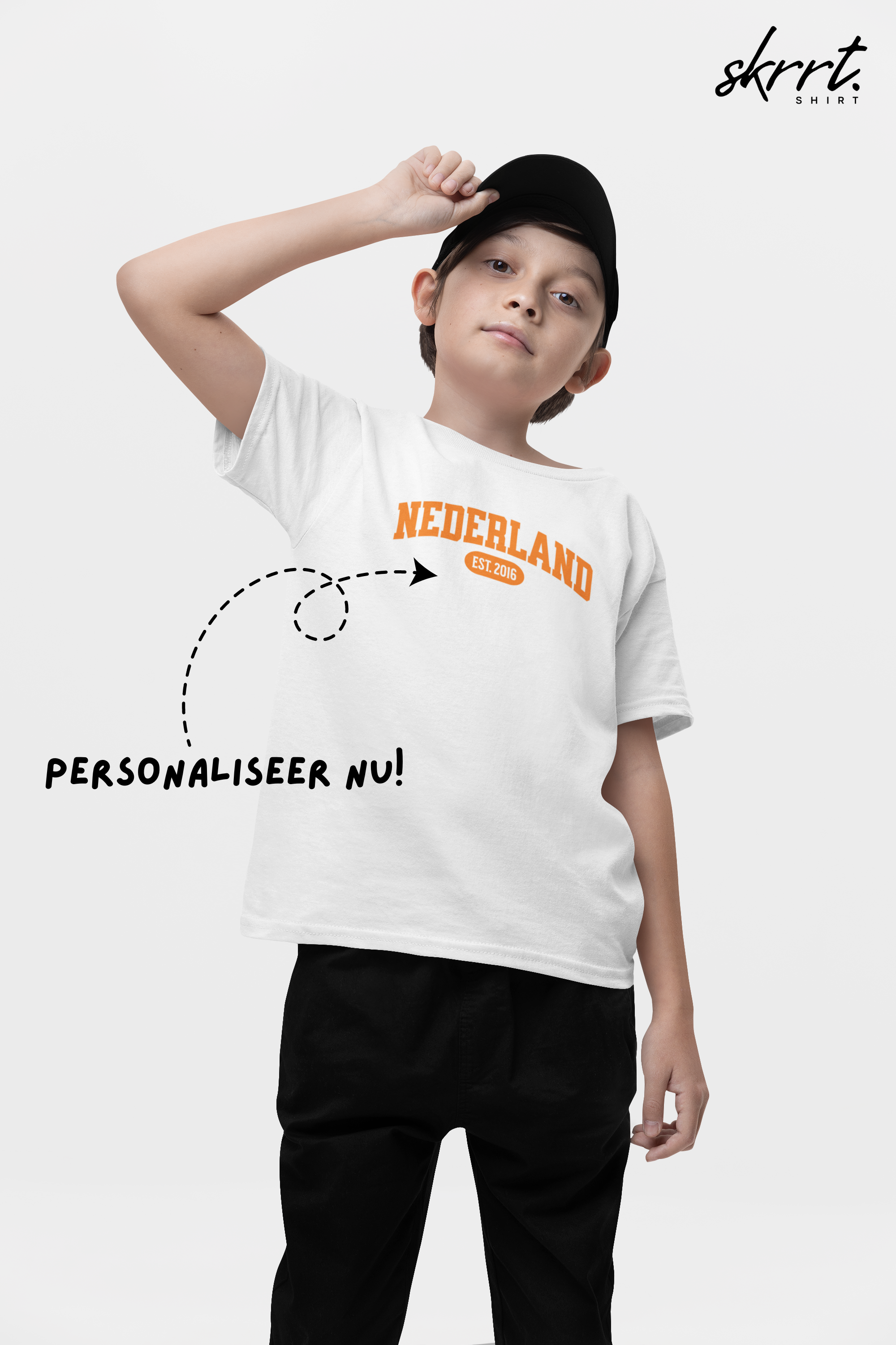 Kind Voetbal T-shirt - EK, WK en Koningsdag Kinderkleding - Personaliseer met Naam, Jaar & Rugnummer - NEDERLAND