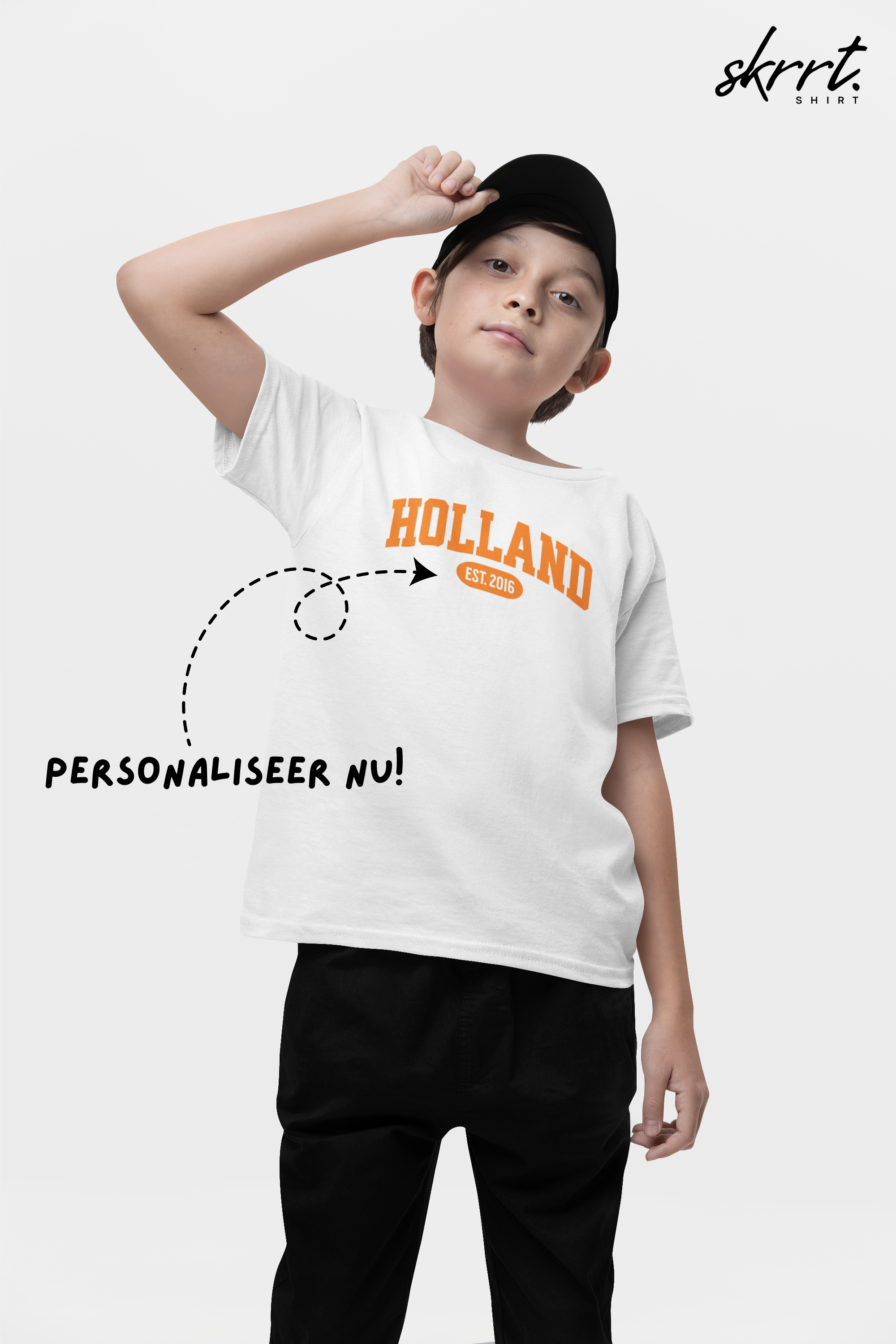 Kind Voetbal T-shirt - EK, WK en Koningsdag Kinderkleding - Personaliseer met Naam, Jaar & Rugnummer - HOLLAND