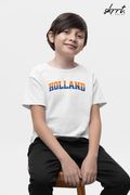 Kind Voetbal T-shirt - EK, WK en Koningsdag Kinderkleding - HOLLAND - oranje en blauwe tekst