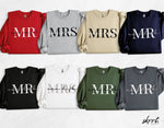 Set gepersonaliseerde sweatshirts in meerdere kleuren met opdruk “MR” en “MRS”