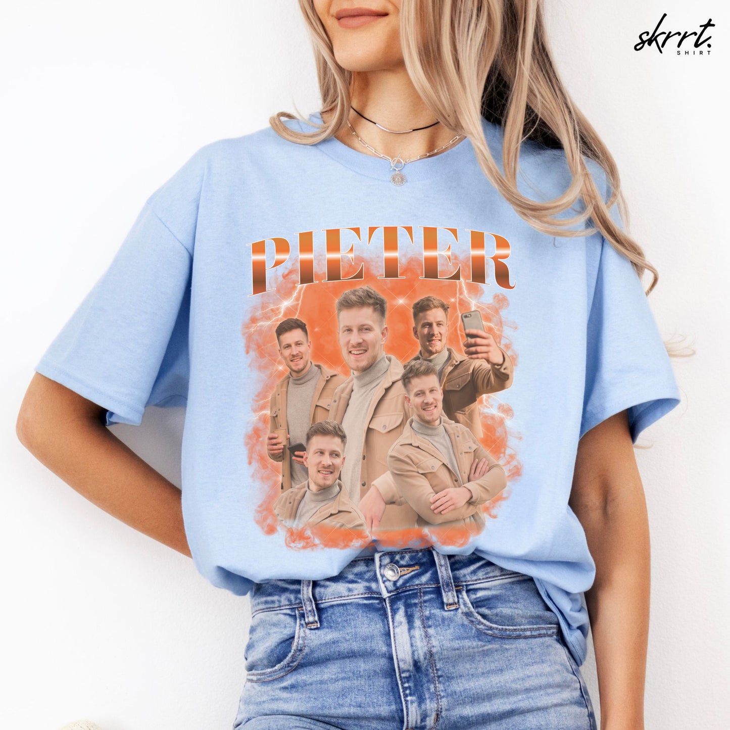 Gepersonaliseerde Cadeau - Vriend/ Man Foto T-shirt - Grappige 90s Bootleg Shirt