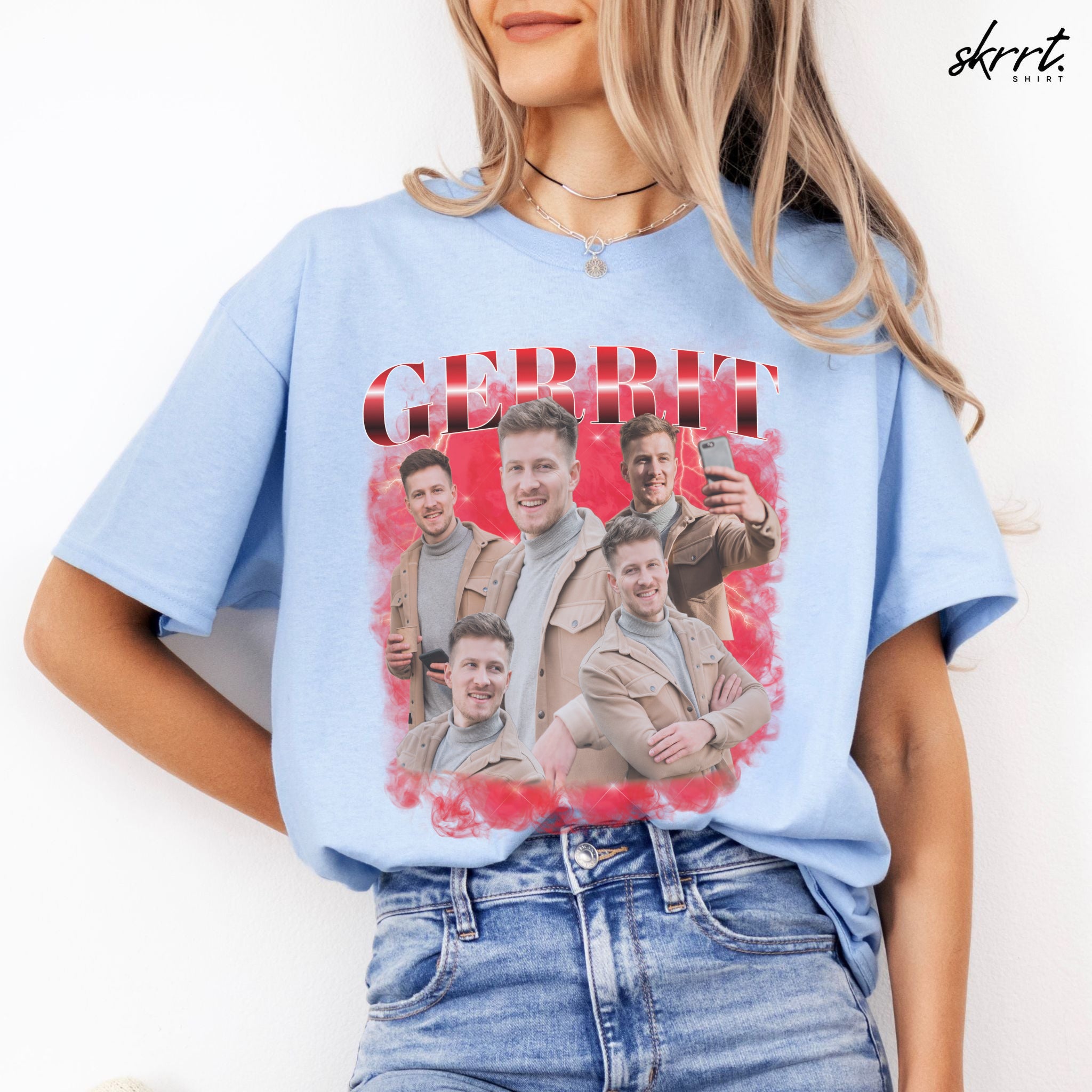 Gepersonaliseerde Cadeau - Vriend/ Man Foto T-shirt - Grappige 90s Bootleg Shirt