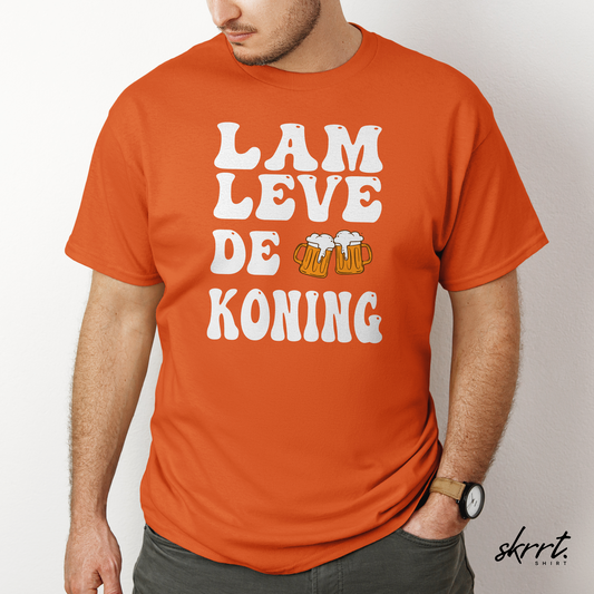 Lam Leve De Koning - witte tekst | Front Print | Koningsdag T-shirt | Oversized | Heren