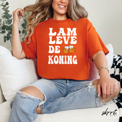 Lam Leve De Koning - witte tekst | Front Print | Koningsdag T-shirt | Oversized | Dames