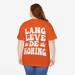 Oranje oversized t-shirt met grote witte backprint “LANG LEVE DE KONING”