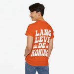 Oranje oversized t-shirt met grote witte backprint “LANG LEVE DE KONING”