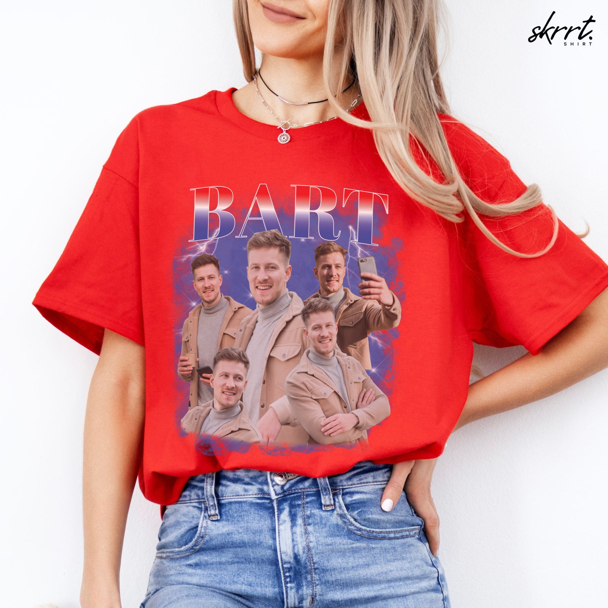 Gepersonaliseerde Cadeau - Vriend/ Man Foto T-shirt - Grappige 90s Bootleg Shirt
