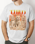 Grijs t-shirt met 'TEDDY' tekst en foto van vijf beige kittens.