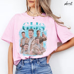 Roze t-shirt met grote foto- en tekstprint op de borst, korte mouwen