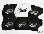 Set sweatshirts met 'Team Bruid'-opdruk, zwart en wit, met strikdetails