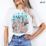 Wit t-shirt met grote foto- en tekstprint op de borst, ronde hals